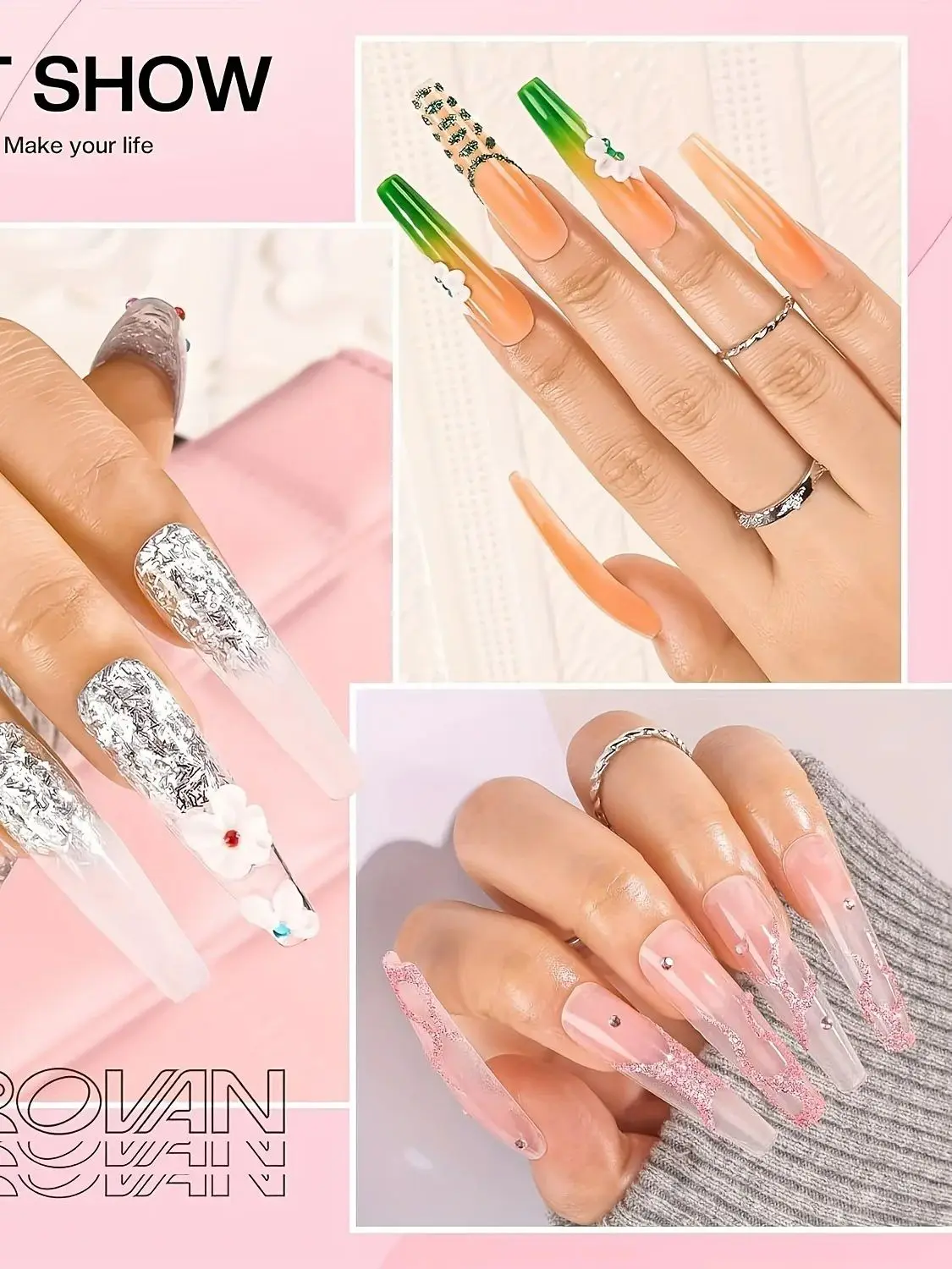 Morovan 6-kleuren winter poly gel nagelset met UV-licht |   Kerstcadeauset voor beginners, herfstnagelsverlenging en manicure voor thuis