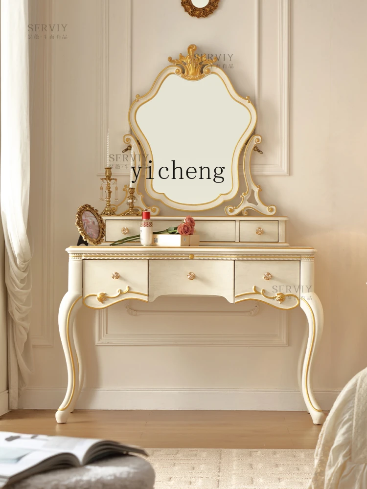 

LSL pastoral retro style dressing table bedroom makeup table European style daughter room princess dressing table