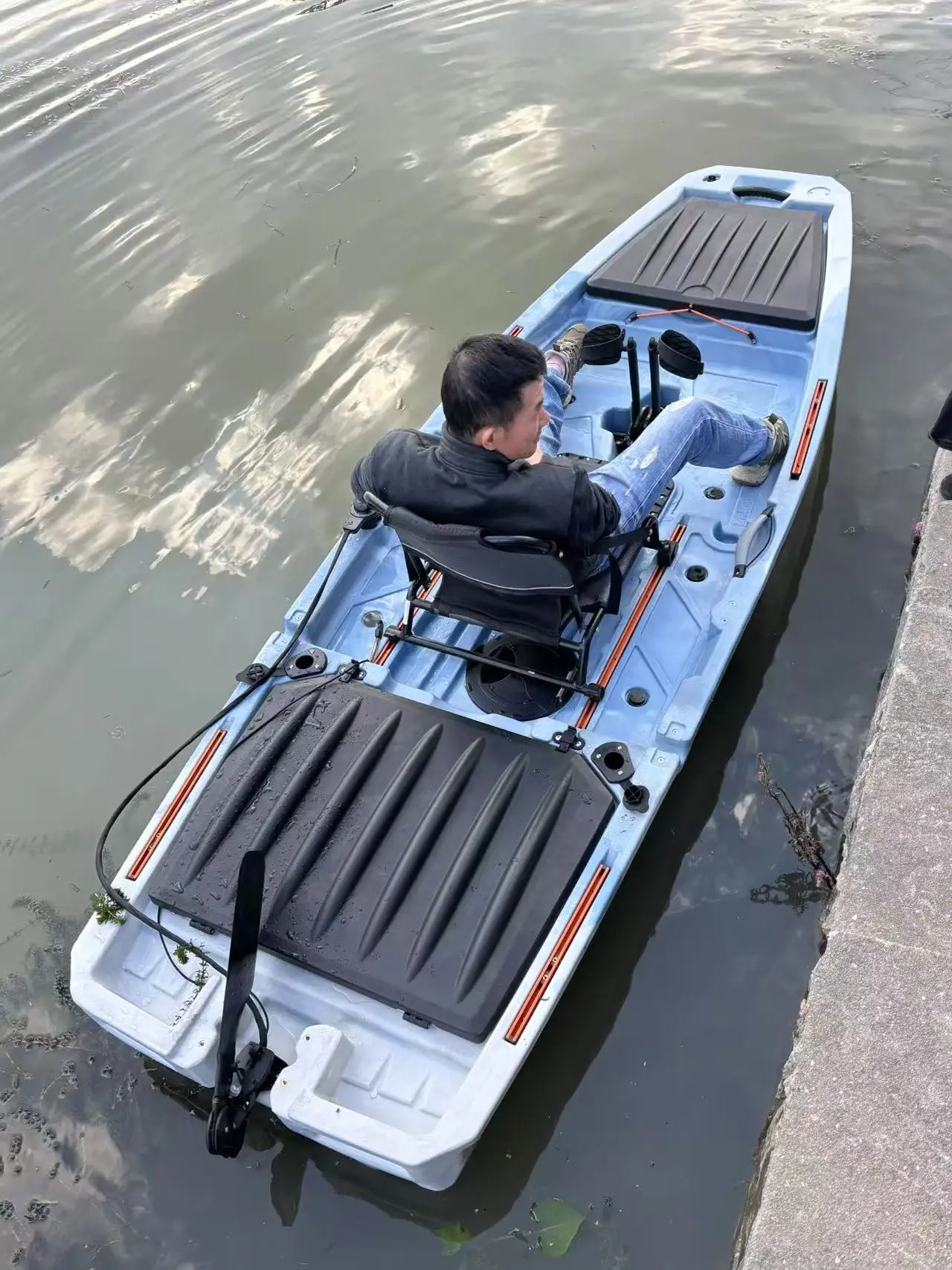 10.5FT Single Person   Fishing Kayak Fin Pedal Drive Design With Upgrade Rudder System Marine Use