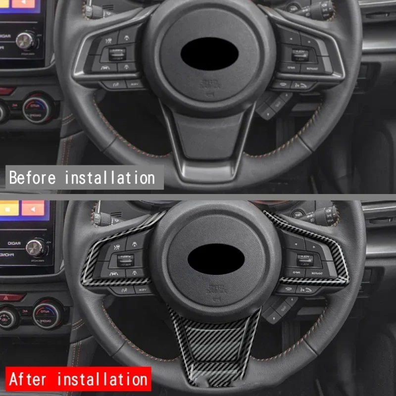 For Subaru Forester 2024 2025 ABS Carbonfiber black Steering Wheel Decorative cover Direction Button Protective Accessories