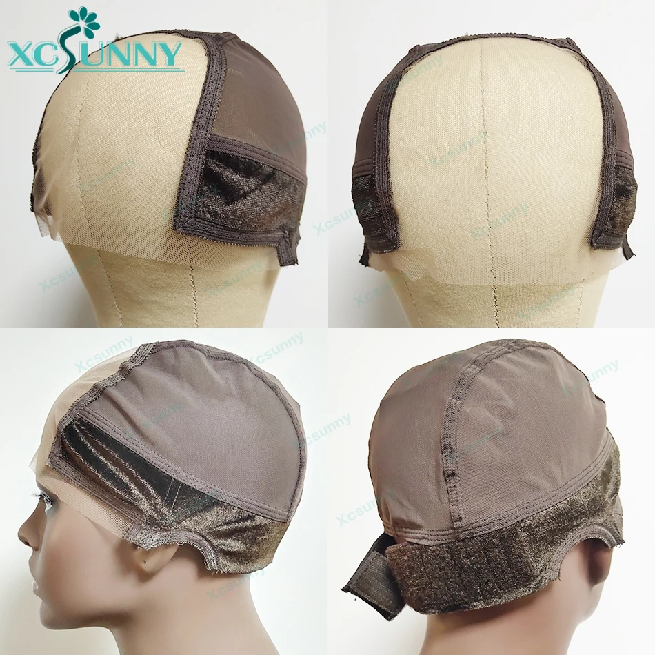 Wig Cap For Making Wigs Brown U Part Swiss Lace Wig Cap With Adjustable Velcro Headband Wig Cap For Wearing Under Wigs