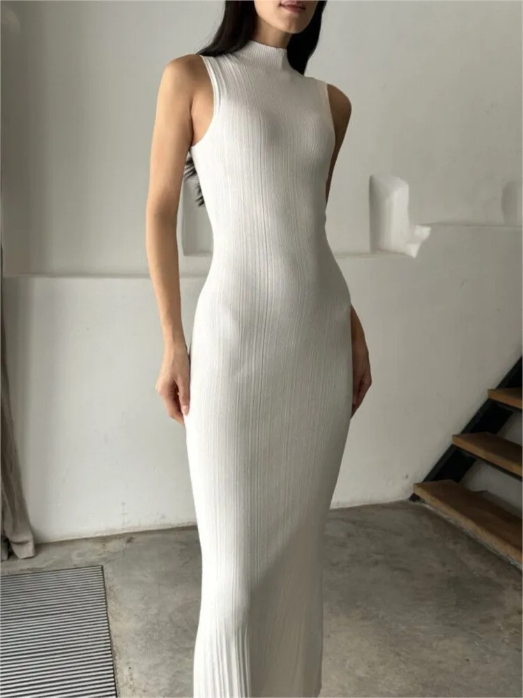 Ribbed Sexy Y2K Clothes Sleeveless Bodycon Maxi Dresses For Women Club Birthday Party Streetwear Elegant Outfits prom dresses