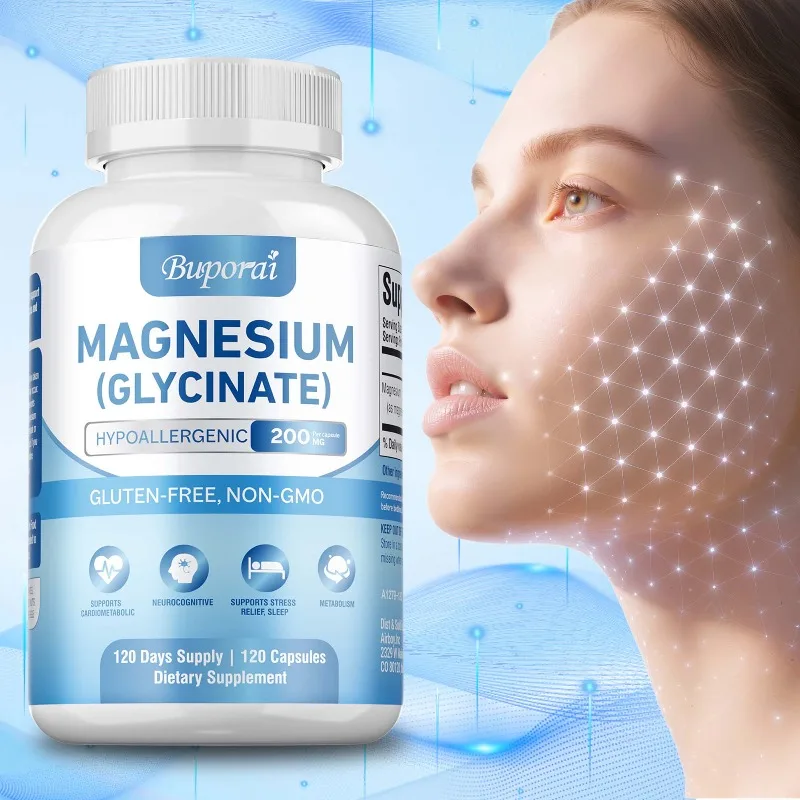 

Magnesium Glycinate - Antioxidant, Reduces Stress and Anxiety, Promotes Natural Sleep, Supports Bone & Joint Health, Non-GMO