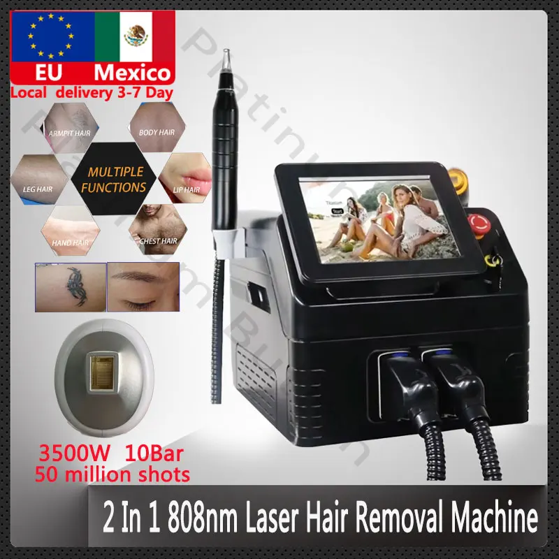 

Local Shipment Portable 2 in 1 808nm Diode Laser Hair Removal Machine Picosecond Laser Nd Yag Q Switch Tattoo Removal