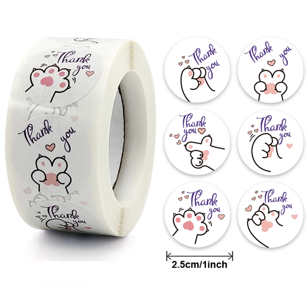 50-500pcs Cute Cartoon Paw Print Stickers Dog Cat Bear Paw Labels Stickers For Thank You Sticker Stationery Teacher For Student