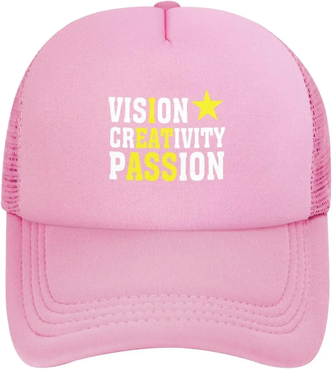 Vision Creativity Passion Mesh Hat Pink Trucker Hats Adjustable Trendy Curved Brim Baseball Cap