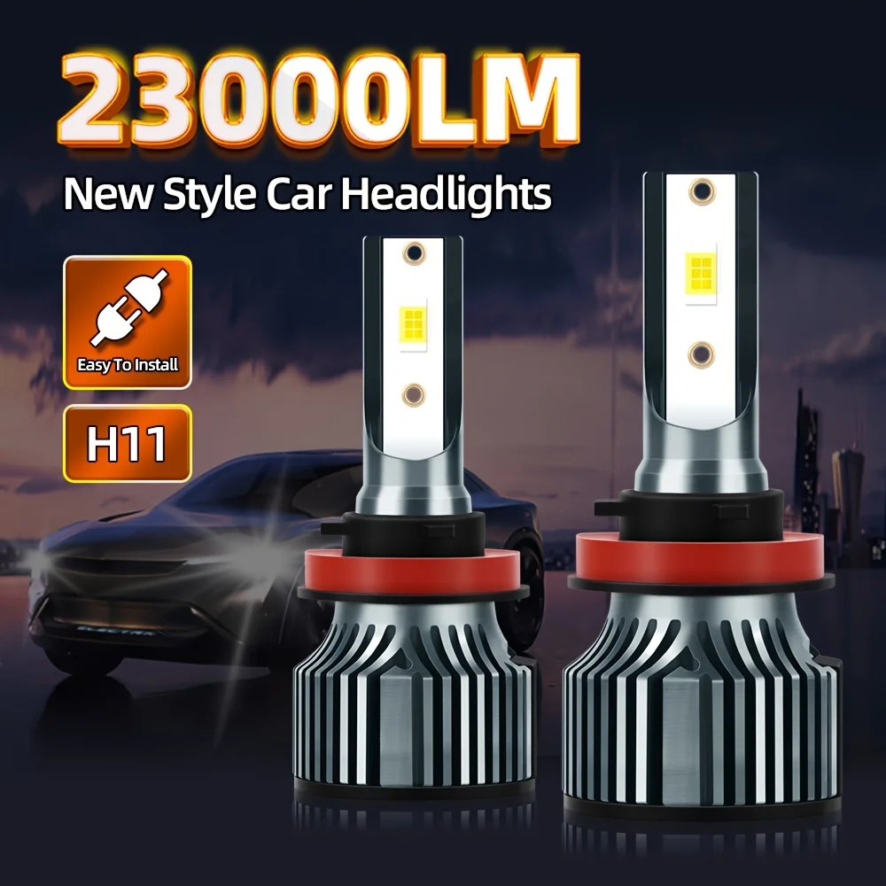 

roadsun 2pcs H9 H8 H11 LED Headlight, Super Bright 23000LM 6500K White 500% Brighter, High Lumen, Fast Silent Fan, Plug-N-Play