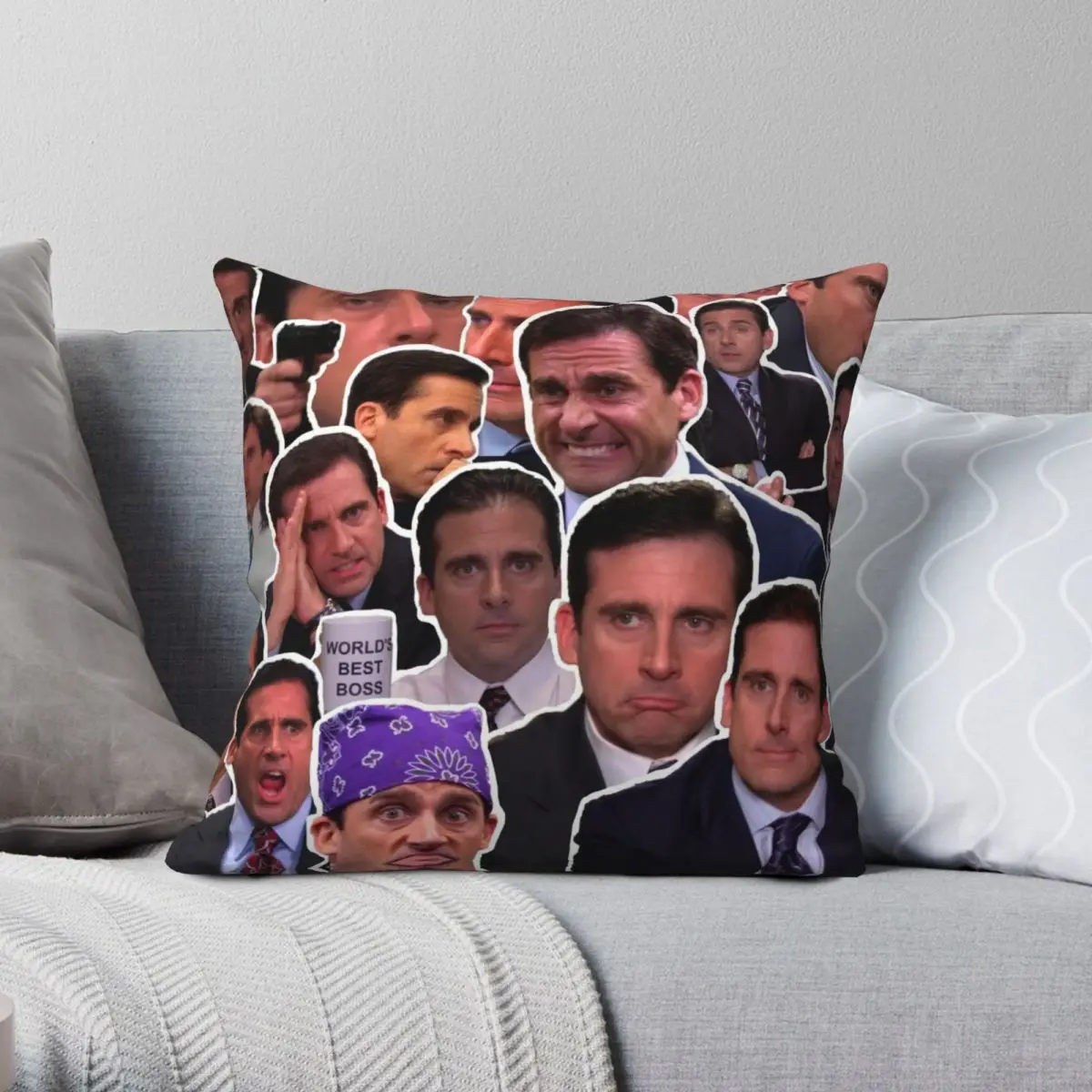 

Квадратная наволочка с коллажем Майкла Скотта из полиэстера и льна