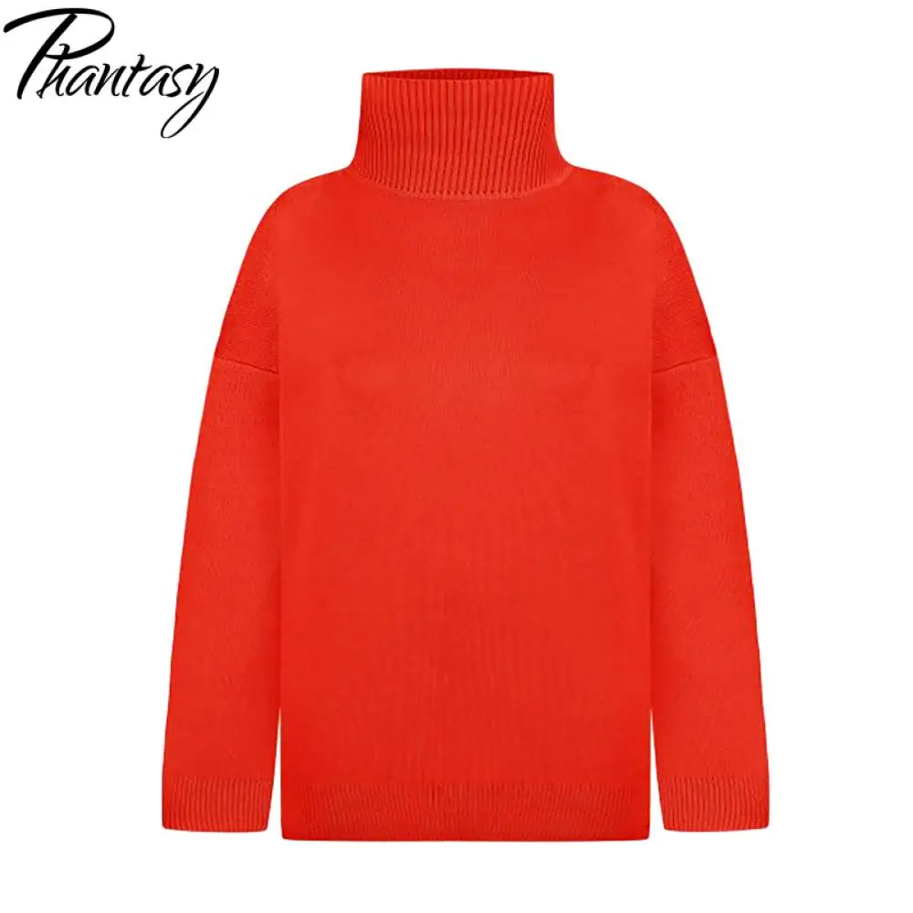 Phantasy Herbst Winter Pullover Warme Rollkragen Pullover Pullover Frauen Oversize Top Weiche Grundlegende Einfarbig Übergroßen Pullover