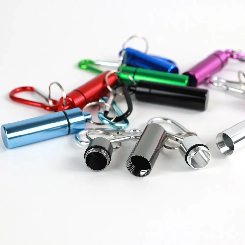 New Mini Premium Waterproof Portable Pill Organizer Case Keychain Box Container Bottle with Keyring for EarPlug Medicine Holder