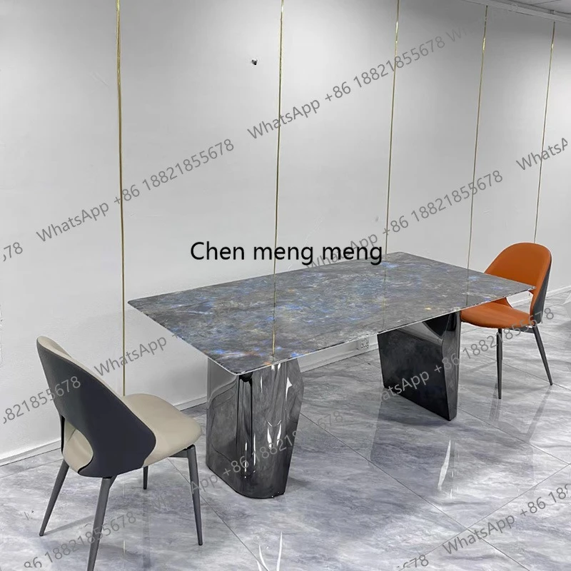 

Rock Slab Dining Table Simple Modern Small House Marble Rectangular Minimalist Super Crystal Stone Dining Table