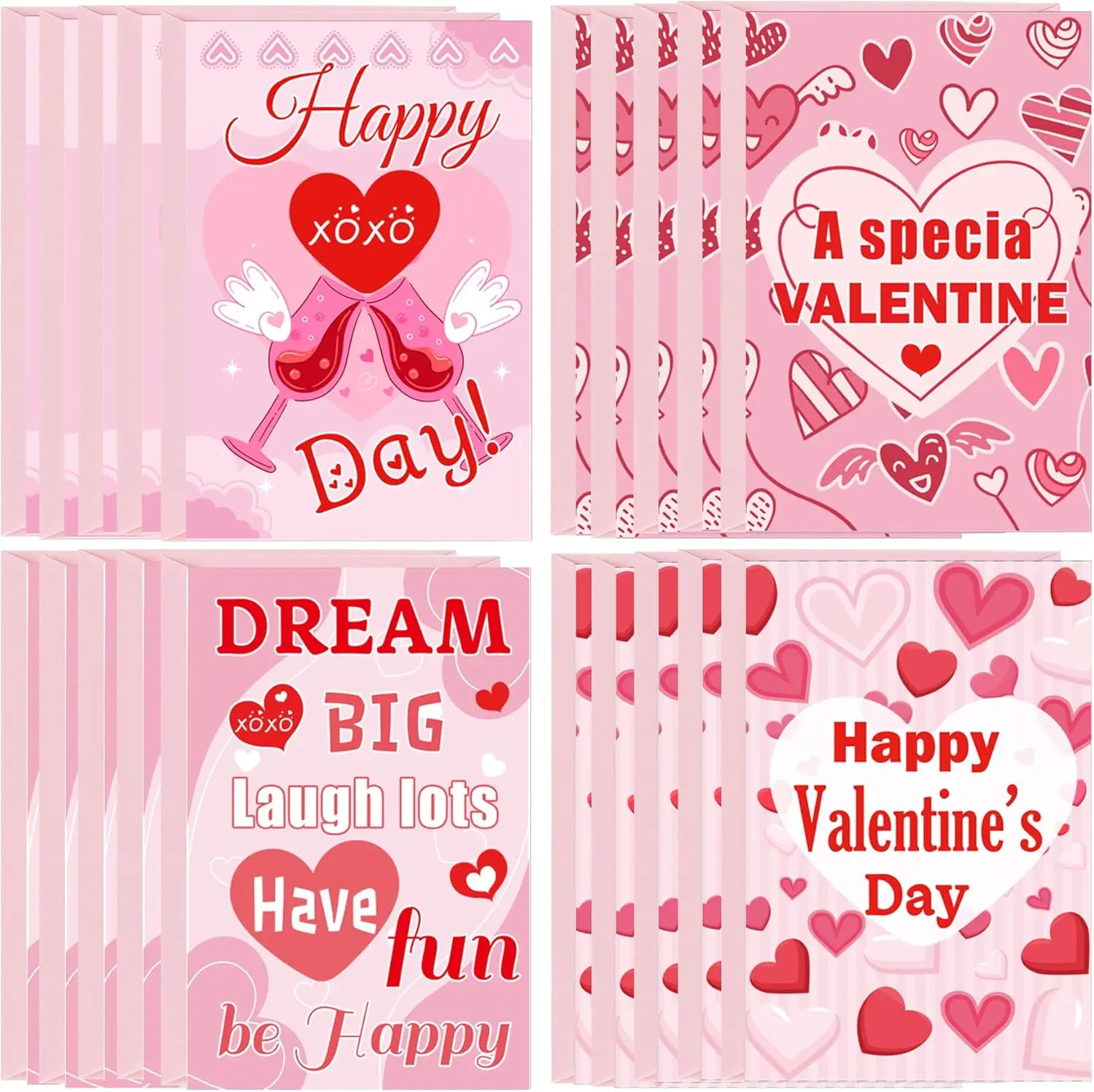 

Happy Valentine's Day Cards 24 Pack Happy Heart Day Cards with Envelopes Valentine's Day Decorations Heart Card