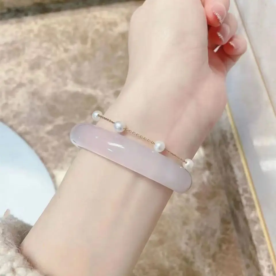 2022 Quality Real natural agate Charming High-Ice Exquisite Bracelet Gradient Light Purpl Noble Atmosphere Handring Fine Jewelry