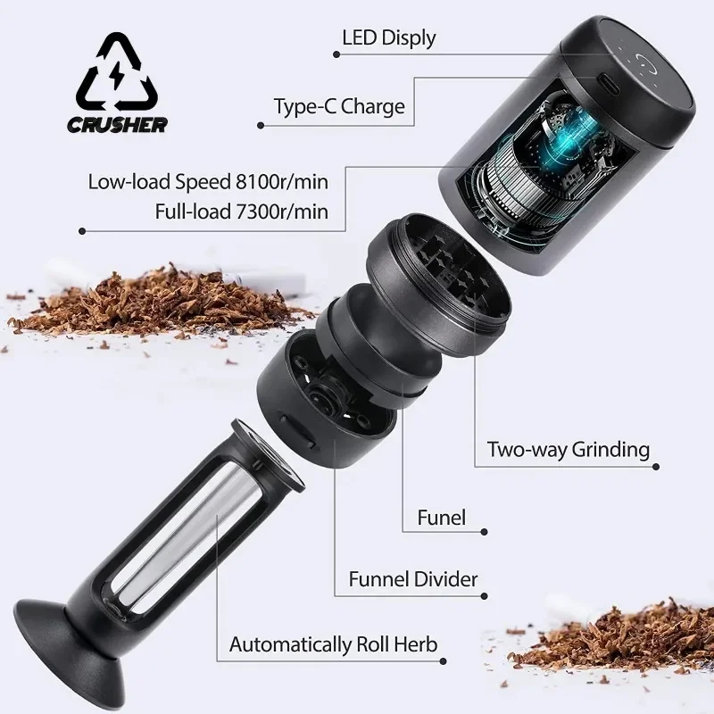 tobacco crusher machine Electrical Metal Aluminum Herb Grinder Cracker Spice Smoke Grinders 1 PC (Green): Home & Kitchen Electric Herb Grinder 500mAh Black