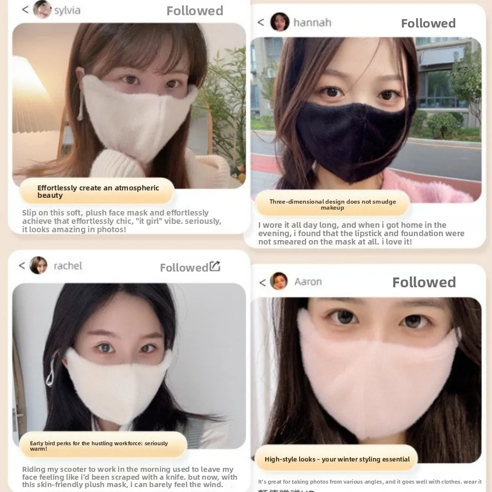 Masker Wajah Hangat Musim Dingin Modis Masker Bersepeda Tabir Surya Berlapis Bulu Tebal Masker 3D Tahan Dingin Bernapas Luar Ruangan