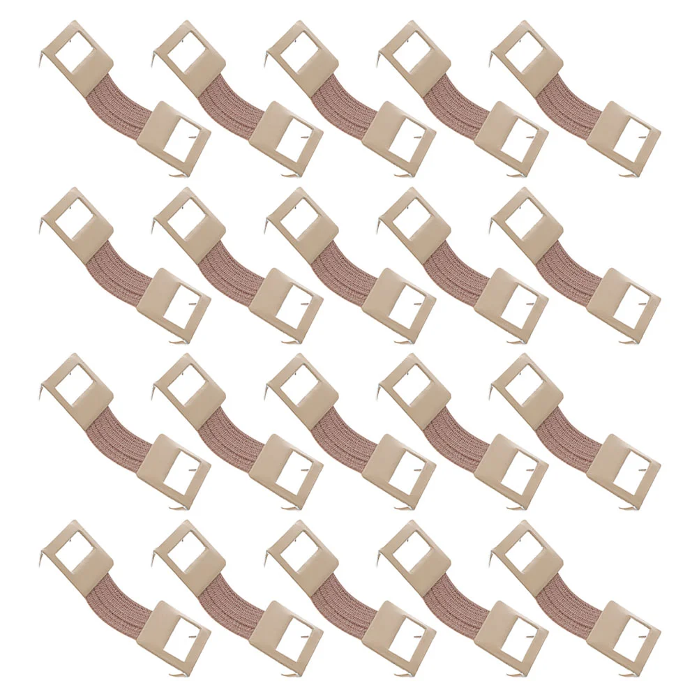 20 Pcs Bandages Elastic Aluminum Buckle Fasten Clips Fixing Fastener Light Brown