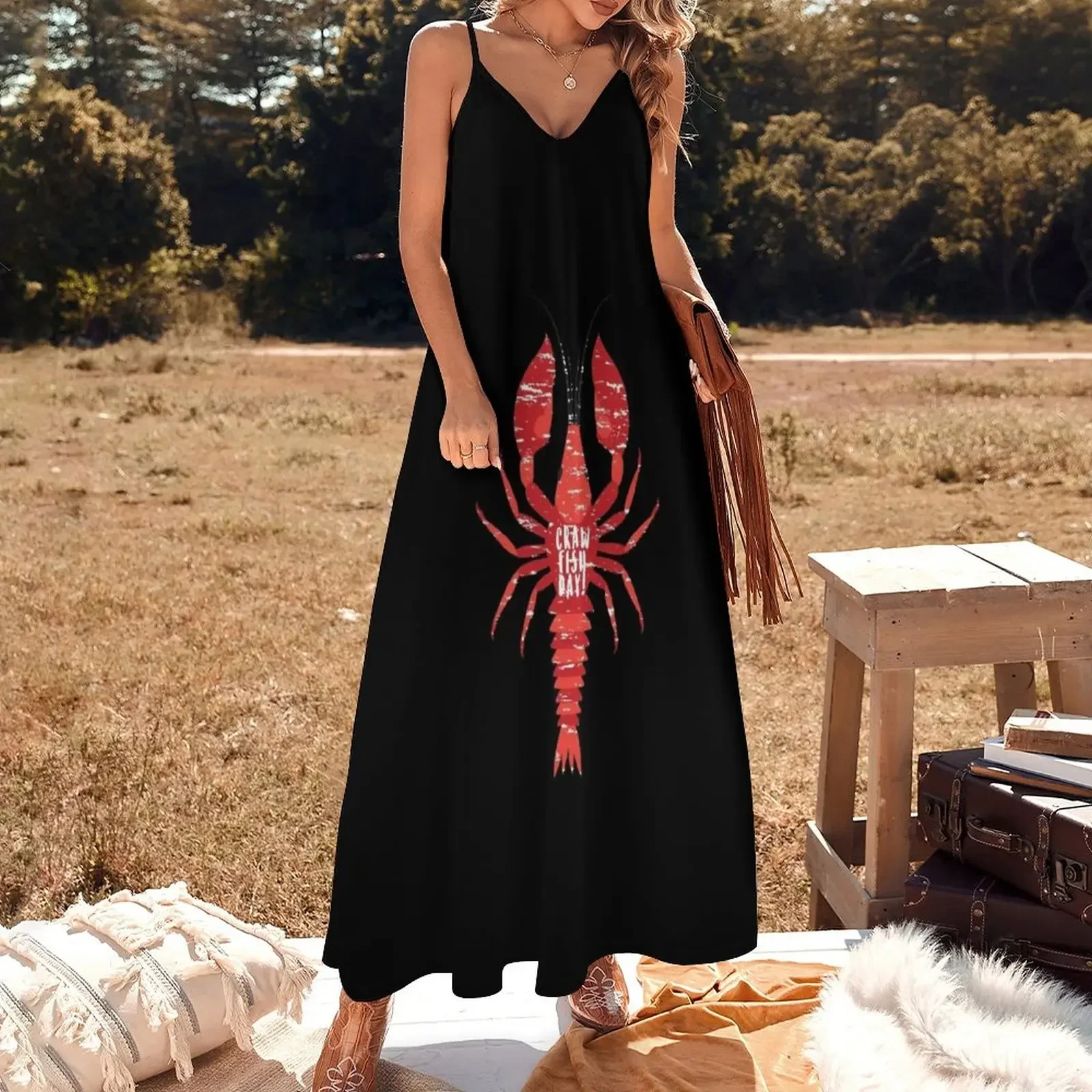 Crawfish Day Cajun Boil Mudbug Festival Sleeveless Dress Womens dresses Woman's evening dress Dress