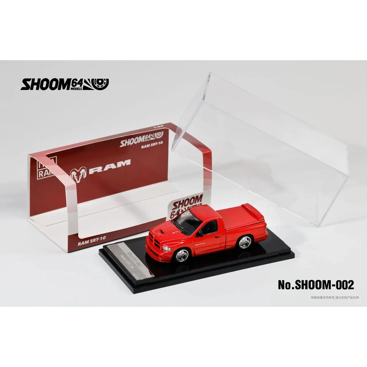 Gcd Shoom 1:64 Dodge Ram SRT 10 Camioneta de Alto Rendimiento de Aleación con Ruedas con Rodamientos y Alerón Trasero Desmontable, Modelo Estático de Juguete para Niños