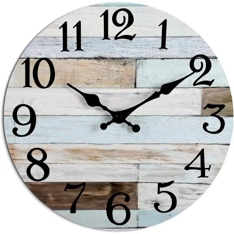 Wall Clock - 18 Inch Large Silent Non-Ticking Wall Clocks Battery Operated Coastal Country Style Decorative for Living Room