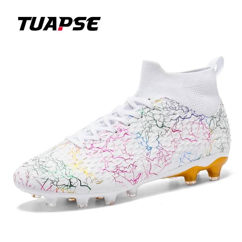 TUAPSE Men Soccer Shoes Long Spikes Professional Football Sports Non-Slip Comfortable Breathable Athletic Shoes Big Size 32-46