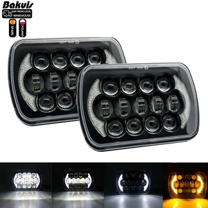 7x6 "5X7 İnç far led, kare, hi-lo ışın halo jeep cherokee xj wrangler yj motosiklet, araba, kamyon, off-road, h6054 h5054 Far için en iyi 10 satış, jeep xj, - №5