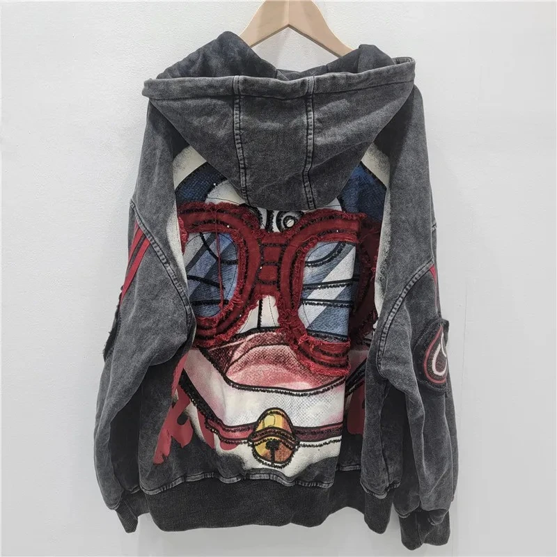 

Women's Oversized Hooded Sweatshirt - Soft Fleece 3D Heavy Embroidery Cute Cartoon Print Loose Casual Daily Weekend Fall