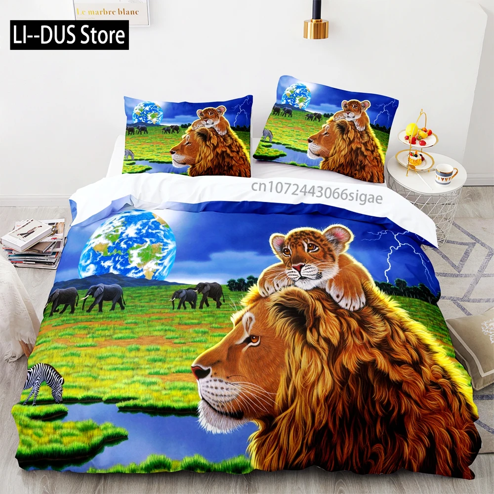 

Beast lion Bedding Set Single Twin Full Queen King Size Animal Bed Set Aldult Kid Bedroom Duvetcover Sets 3D Print 040