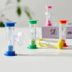 흡입 컵이있는 3 분 모래 모래 시계 타이머 깨지지 않는 모래 시계 3 분 빨판 모래 시계 교실 칫솔 액세서리