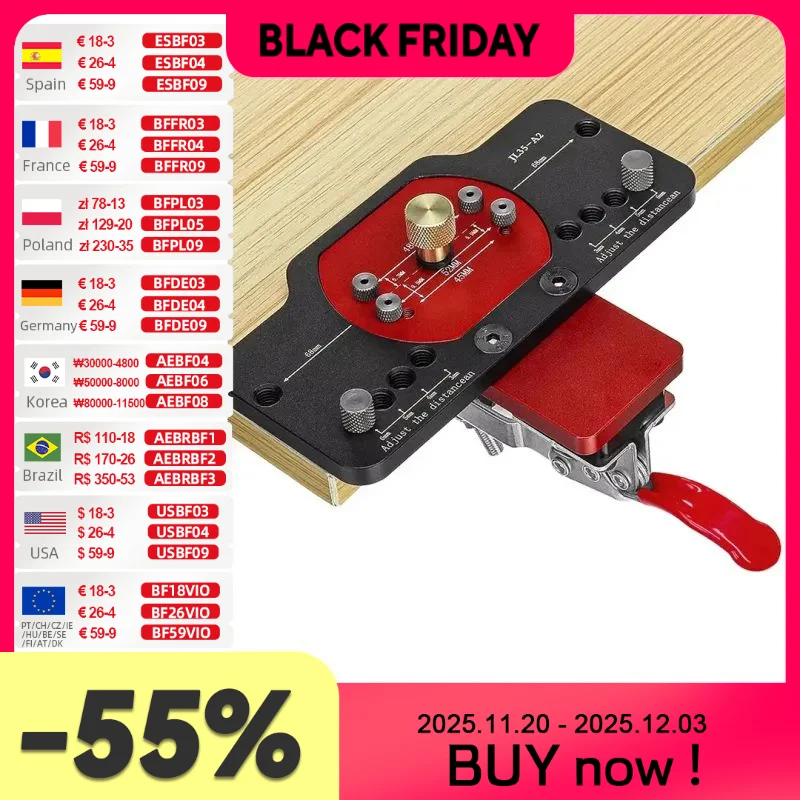 

Allsome 35mm Concealed Hinge Jig Kit for Cabinet Door Hinge Installation Heavy Duty Hardware Cabinet Hinge Jig Tool