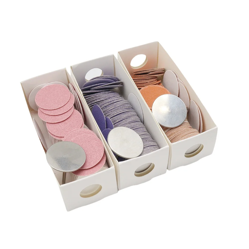 100개/박스 컬러풀 25mm 샌딩 페이퍼 메탈 샤프트 발 각질 제거기 교체용 샌드페이퍼 디스크 80 #   150 #   240 #