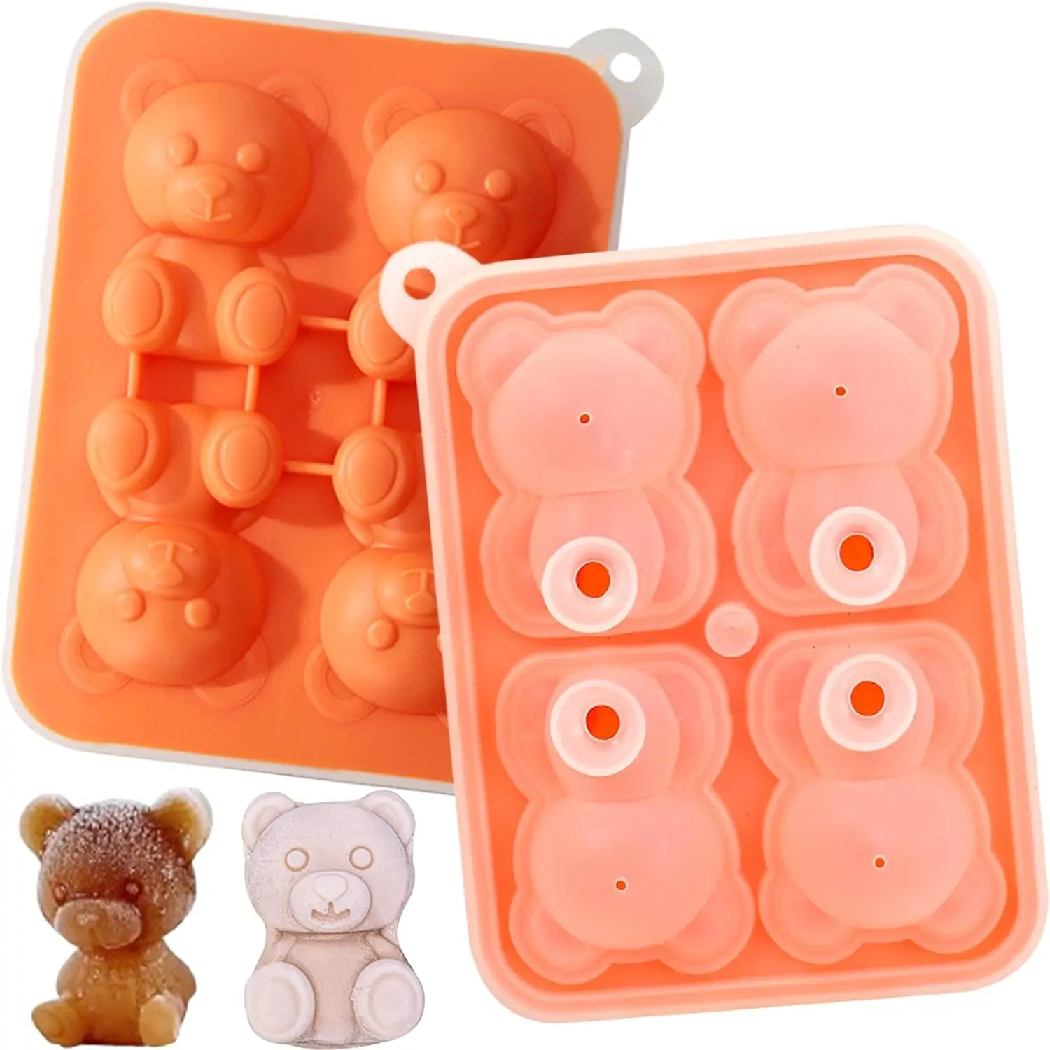 3D Silicone Teddy Bear Ice Cube Tray Easy Release Ice Mold Juice Freezer Home Kitchen Chocolate Mold Christmas Halloween Party