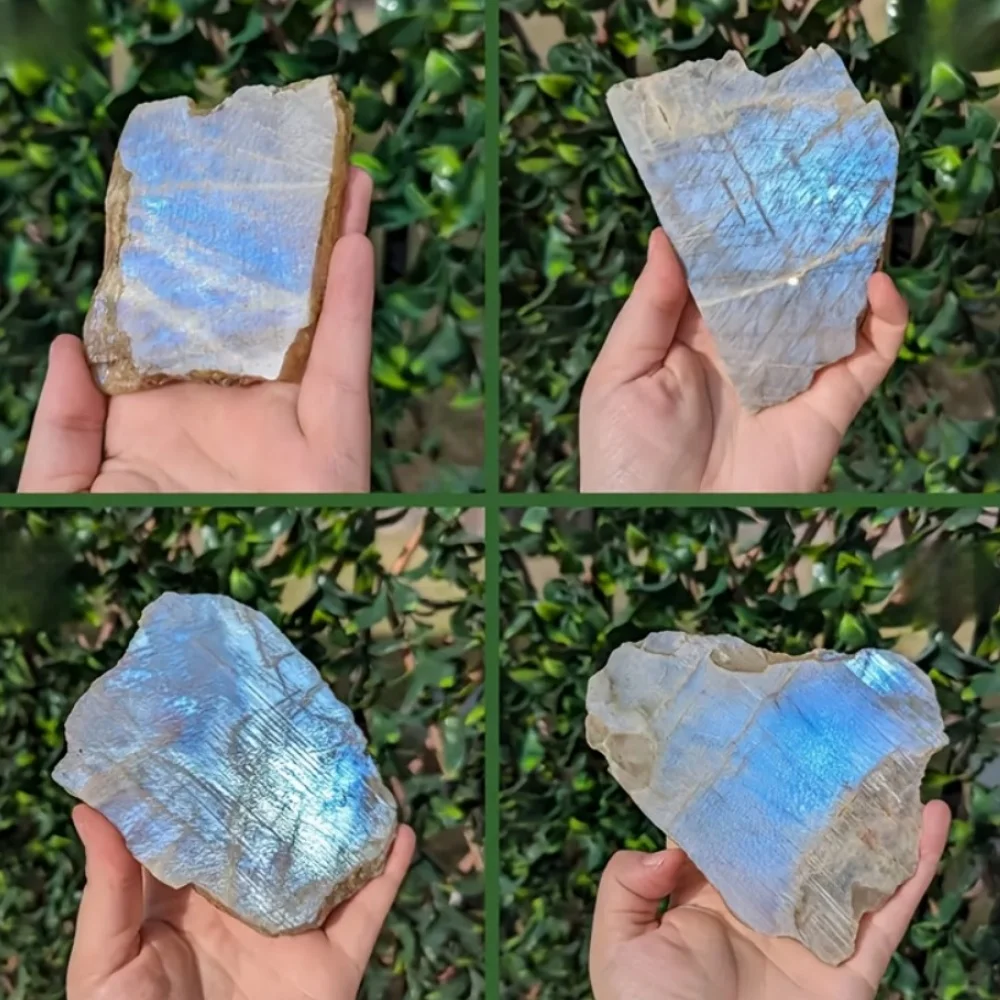 Pierre de lune blanche naturelle, pierre brute, cristal de guérison, pierre de lune bleue, spécimen minéral brut, aménagement paysager, décoration à Quartz