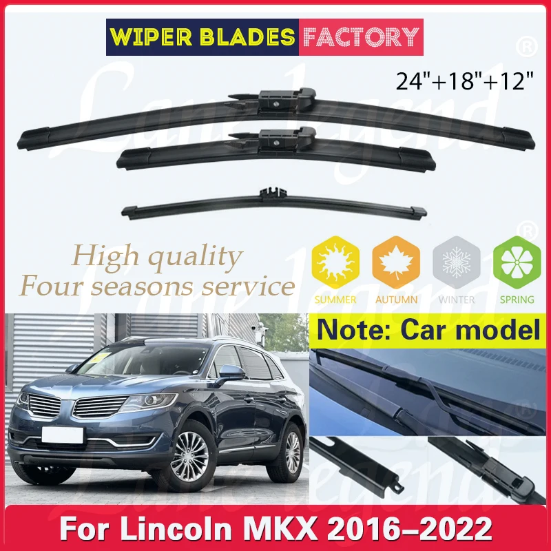 

Car Front Rear Wiper Blades For Lincoln MKX 2016 - 2022 Windshield Windscreen Clean Window Rain Brush 24"18"12" Car Accessories