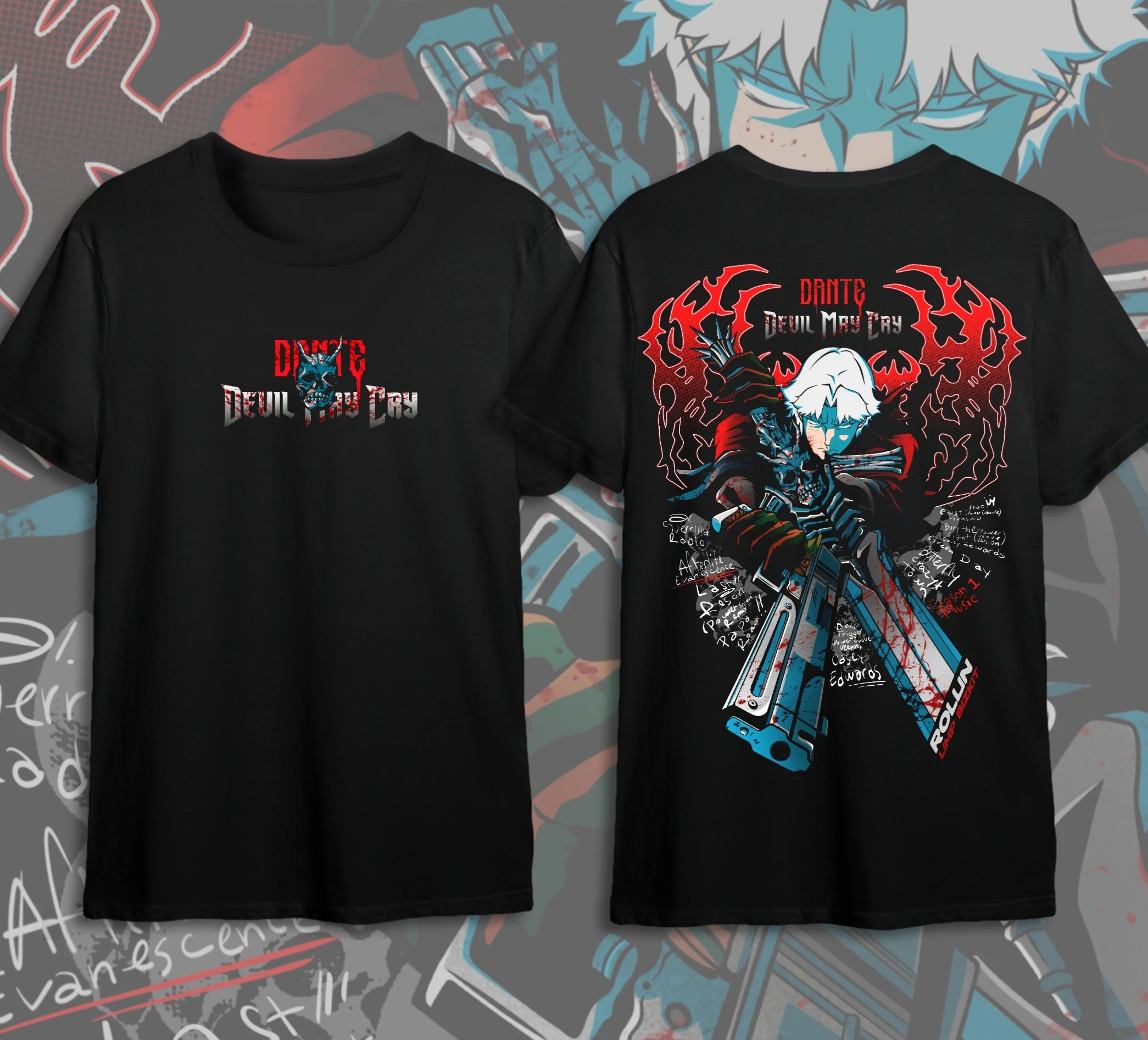 

Devil May Cry Anime Fans Aesthetic Clothes Unisex Y2k Clothes Women Dark Tide Cool Classic Line T-shirt Dimension Wall Dressing