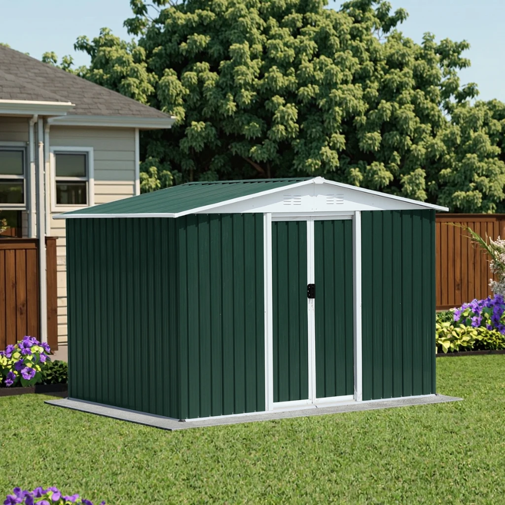 Wholesale Garden Sheds Green 8x6 FT Outdoor Storage Shed for Garden Buildings with Vents Home Backyard Shed Metal
