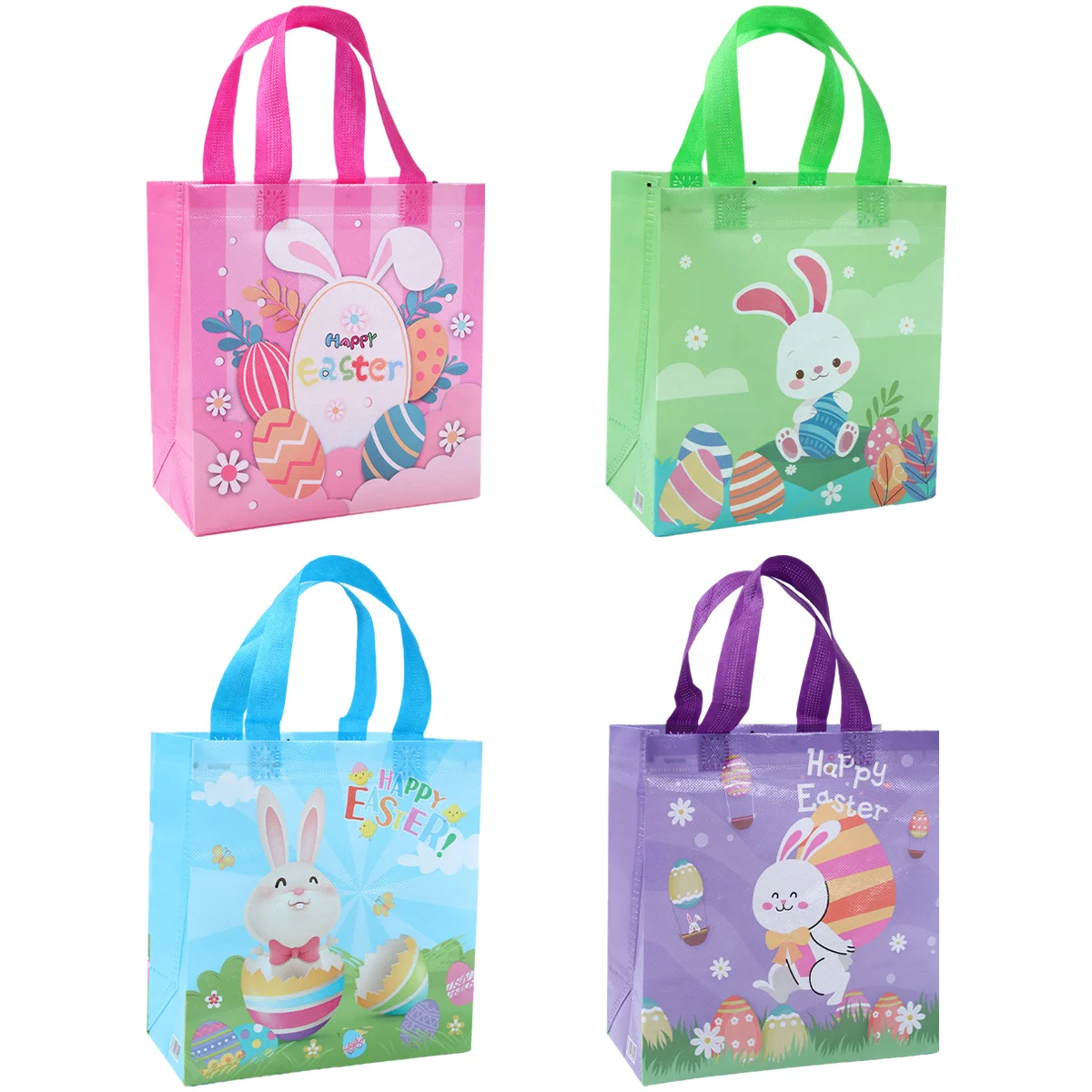 Fröhlicher Osterhase, wasserdichte Vlies-Tasche, Osterparty-Dekoration für Zuhause, 2025, Kinderbevorzugungen, Kaninchen-Süßigkeiten-Geschenktüte