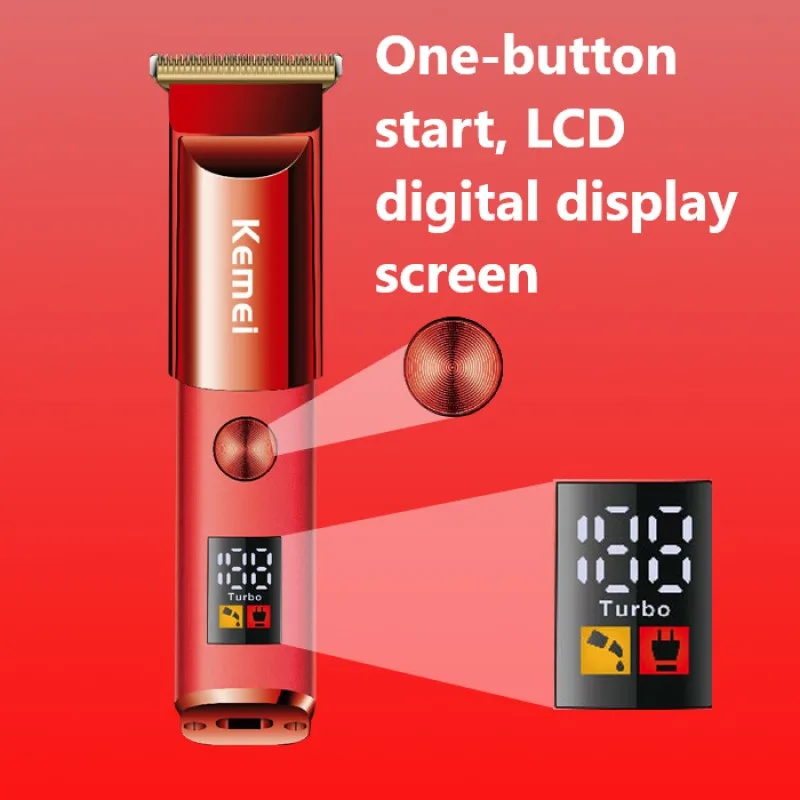 Kemei المهنية الشعر المتقلب للرجال الكهربائية الوجه اللحية الجسم الشعر المقص قابلة للشحن LED LCD آلة قطع الشعر KM-075