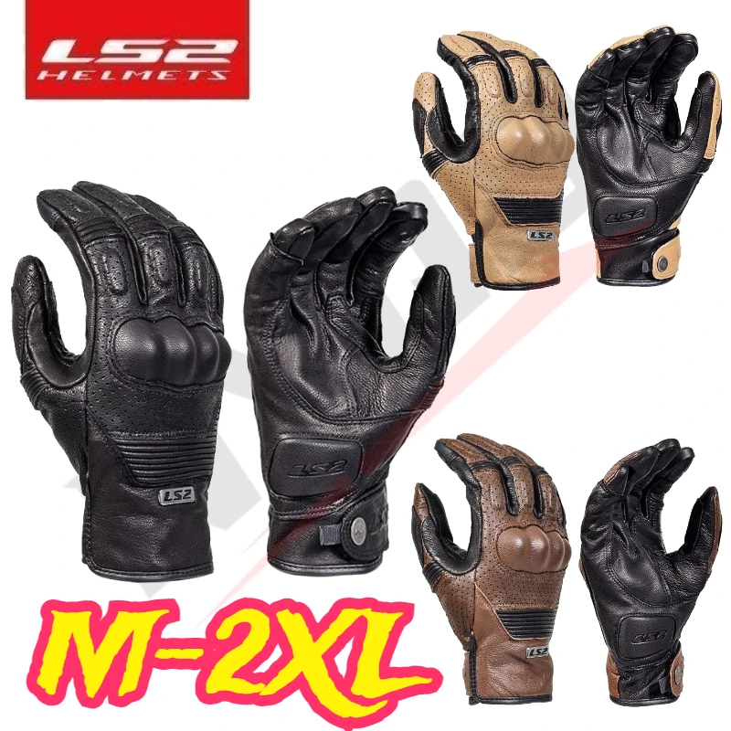 LS2 MG020 Retro Motorcycle Leather Gloves Sheepskin Excellent Ventilation Luva Motoqueiro