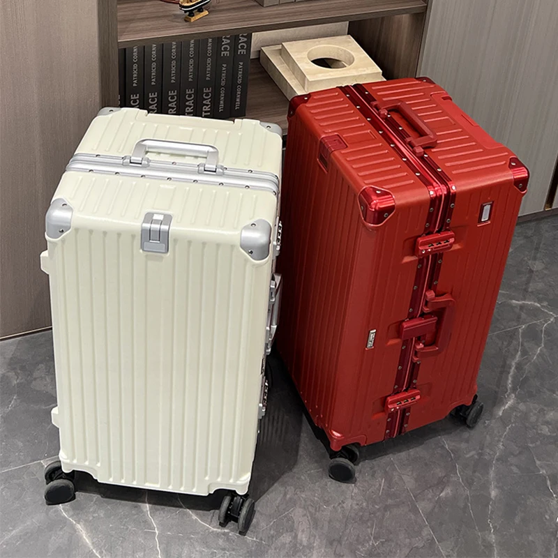 

Aluminum Frame Suitcase TSA Password Trolley Case 36 inch Large Capacity Luggage with USB Cup Holder 20" 30" Travel Suitcases