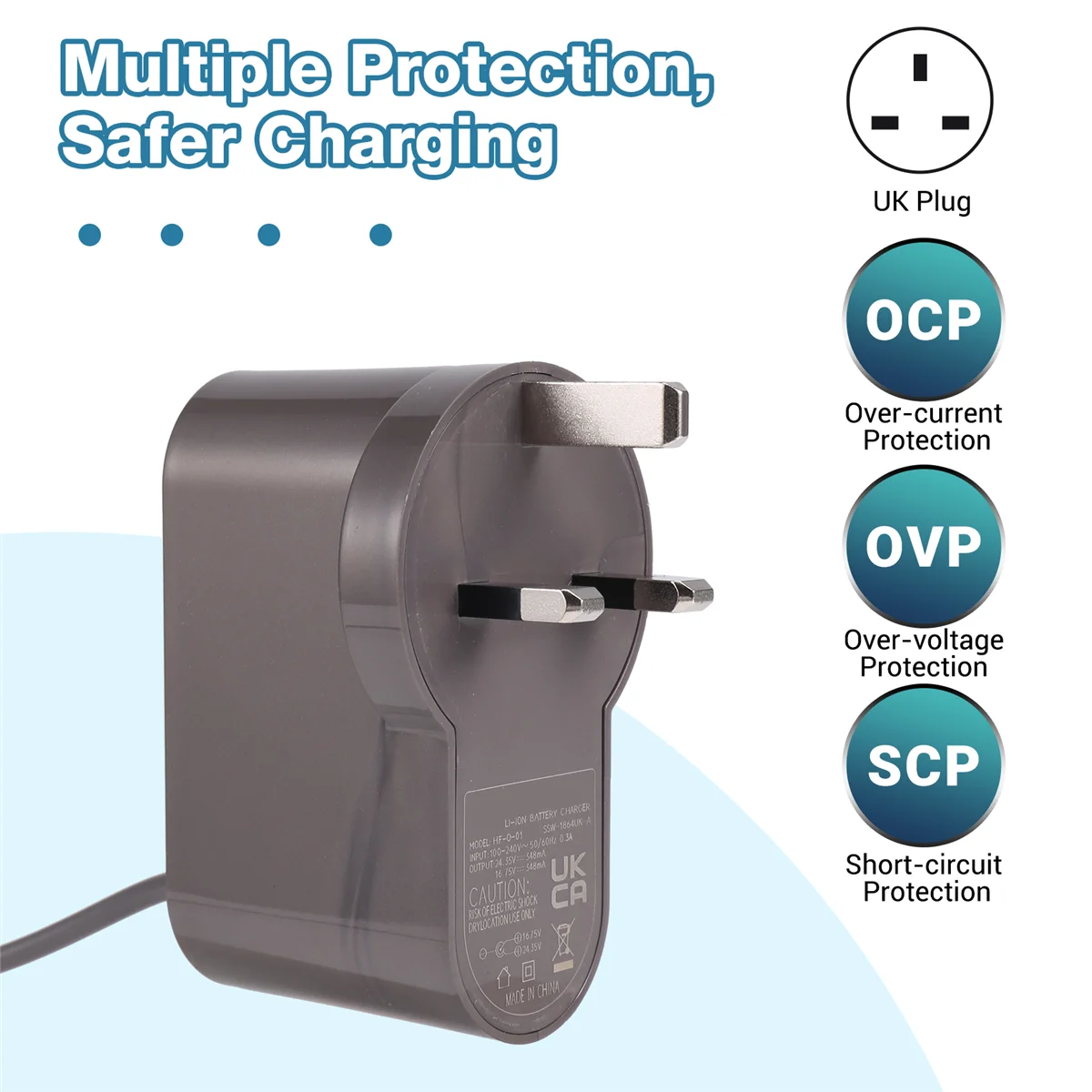 Adaptador de carregador de energia para Dyson DC30/DC31/DC34/DC35/DC44/DC45/DC56, peças de aspirador de pó, plugue do Reino Unido