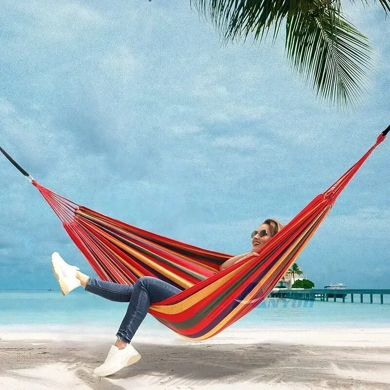 Premium Canvas Hammock for Camping Outdoor Swing with Tree Ropes Supports 200kg Great for Garden Patio Backyard Use
