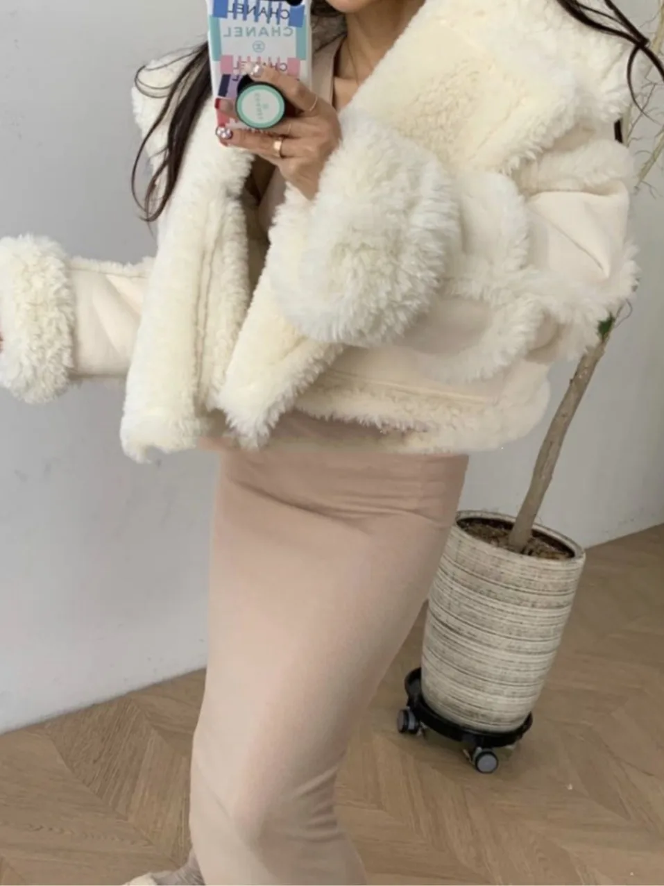 Faionable الشتاء المرأة Jaet الجلد المدبوغ الفراء المشذبة فرو الضأن الدفء Inteated ملابس خارجية تخفيف Sle طول منتظم #2