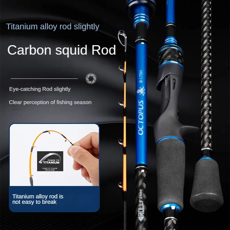 WinsCraft Squid Fishing Rod, Slow Jigging Rod, Carbon Fishing Rod, Sea Boat Rod, Titanium Tip, Rubber Tail, Power H, 1.75m