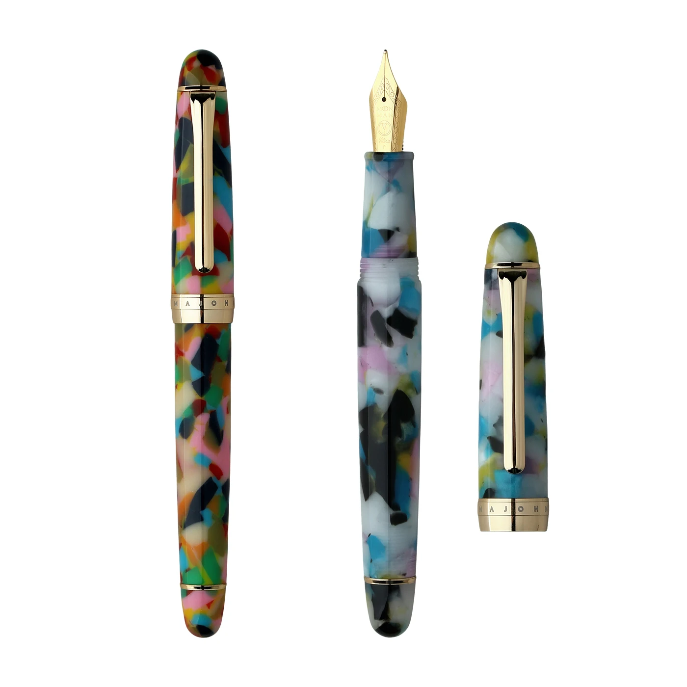 MAJOHN S7 Candy Resin Fountain Pen Shiny Gold Plated Iridium Nib for Handwriting Journaling Calligraphy Daily Writing Pen
