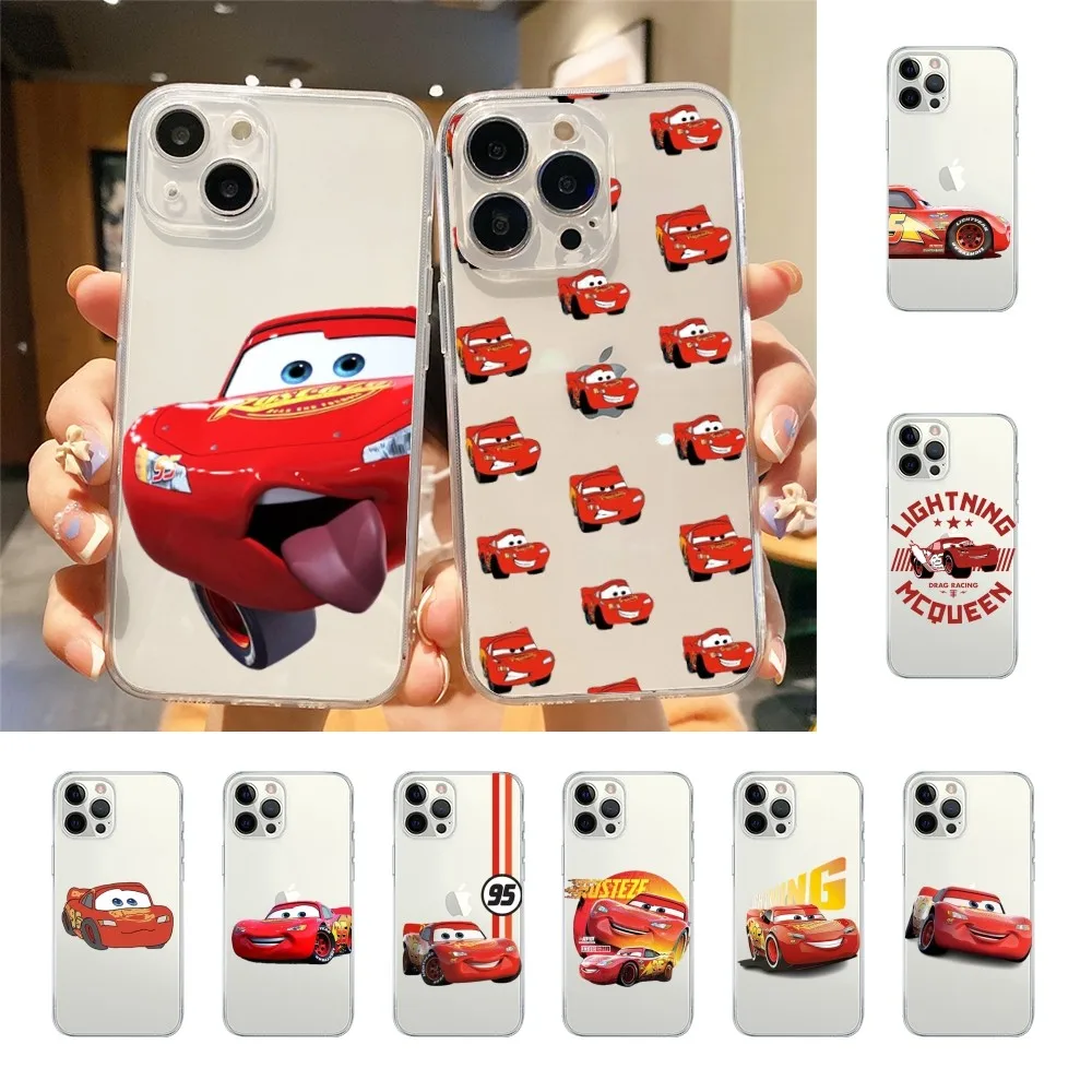 Cars_L-Lightning_M-McQueen Telefoon Hoesje Voor Iphone 15 11 13 14 Pro Max 7 8 Plus X Xr Xs Max Se2020 12Mini Transparant Hoesje