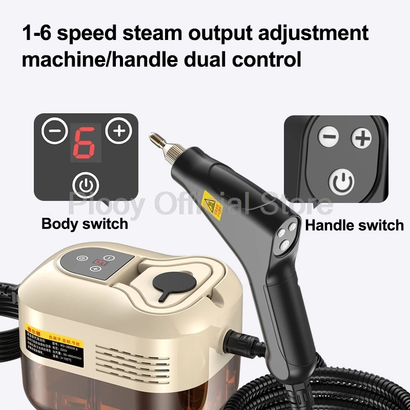 110/220V 1500W High-Power Portable Steam Cleaner with 15s Quick Warm-Up, Pressure Washer Handheld Car Washer Machine for Home