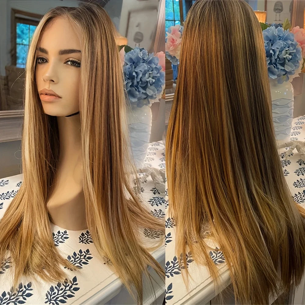 Glueless Long Soft Highlight Brown Silky Straight 5x5 Silk Base Jewish Human Hair With BabyHair HD Lace European Hair Preplucked