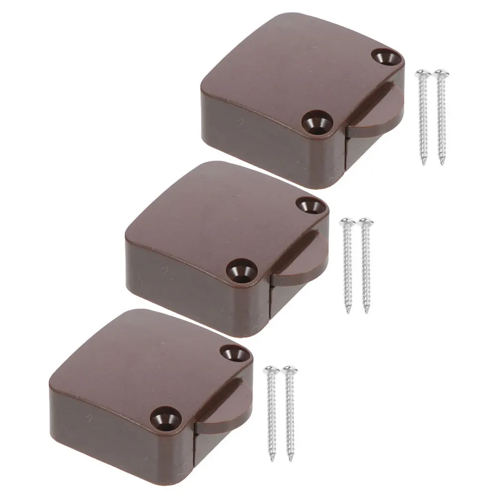 

3 pcs Auto Reset Door Control Switch Durable Abs Copper Material Sensitive Button For Rv Cabinet Wardrobe Closet
