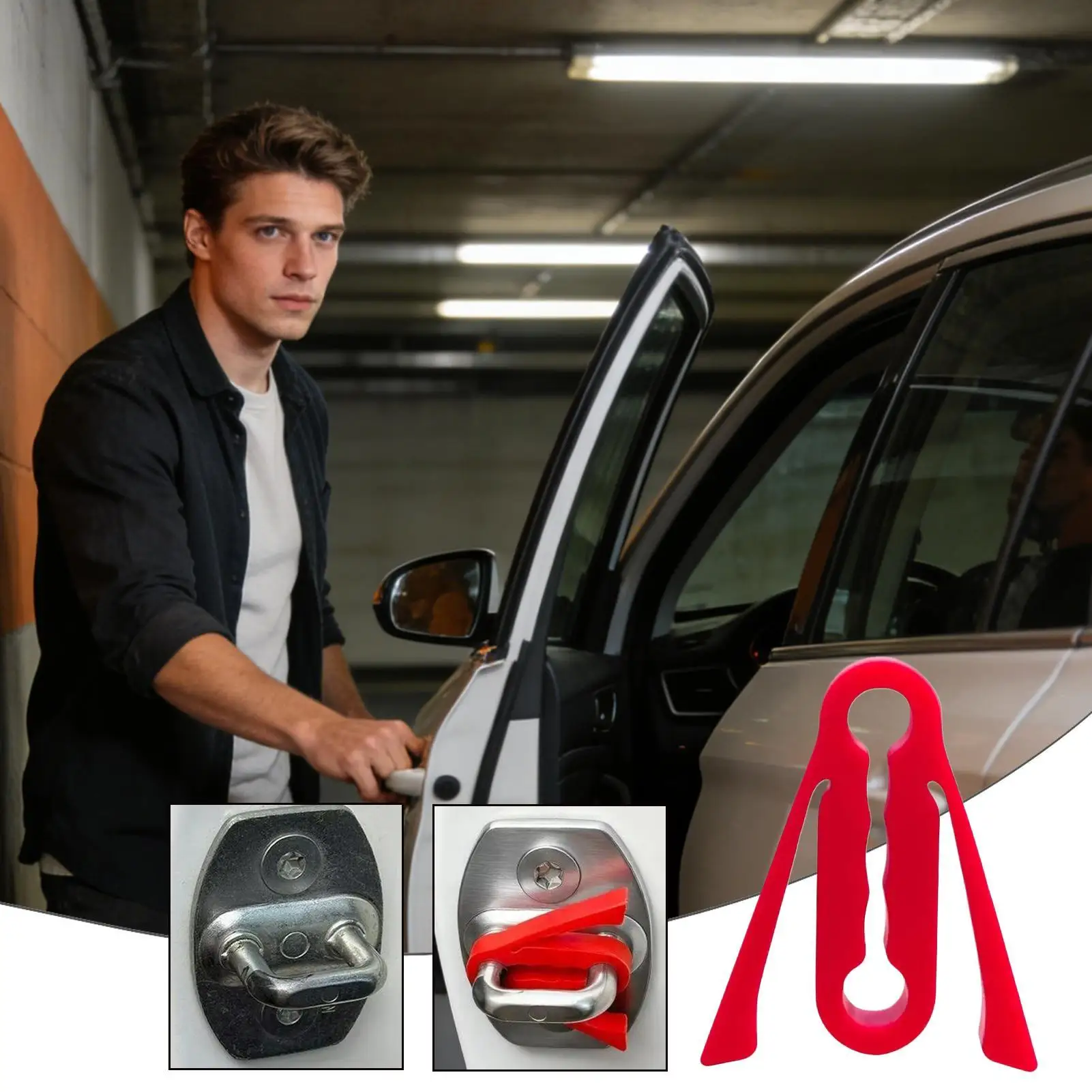 4 Pieces Silicone Car Door Latch Covers Shock Absorption Pad Noise Reduction Latch wear-resistant Protective Cover for Car Door