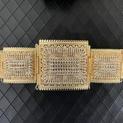 Moroccan Style Crystal Hollow Metal Belt With Adjustable Belly Body Chain Women's Wedding Jewelry Waist Chain Jewel